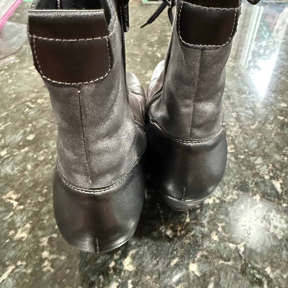 Lace Up Ankle Boots Leather Booties Snakeskin Metallic Brown Gray Black Women 40 - Picture 4 of 9